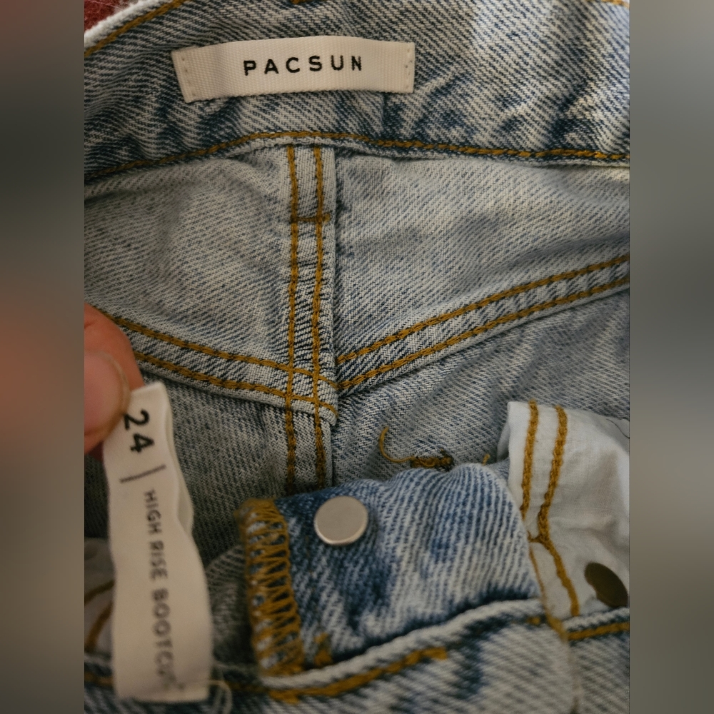 PacSun Women's High Rise Boot Cut Buttton Fly Denim Jeans Size 24 - Picture 2 of 6